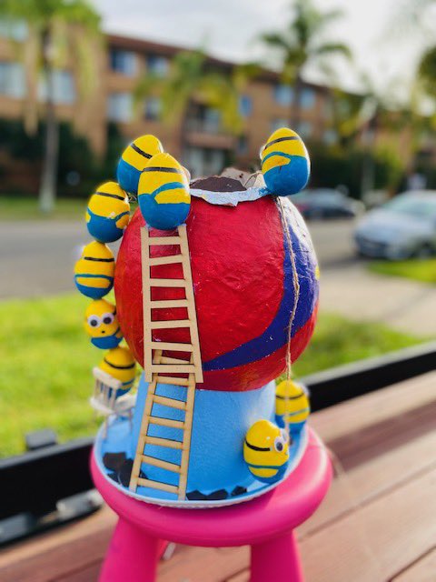 mattyh23's tweet photo. My sons #easterhat for 2023. My wife always delivers on the theme he wishes for. Ha ha ha. #EasterHatParade #cadbury #Minions @CadburyAU @Minions https://t.co/8RgZSOYnnN