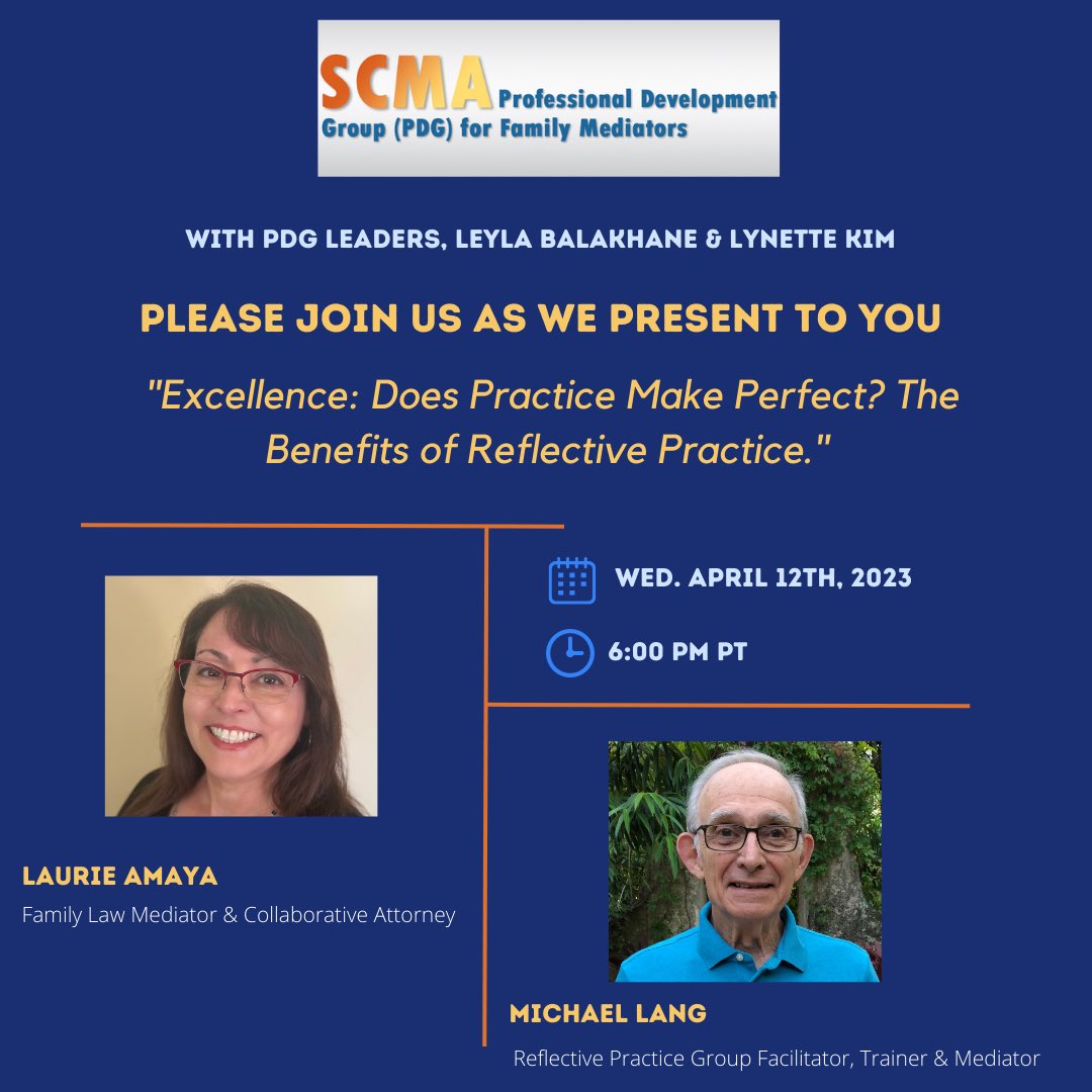Don't miss out on this opportunity to learn and improve your practice skills with two leading experts in the field.

Register here: lnkd.in/g3q-n8M2
#Opportunitie #MediationSkills
#FamiliyMediation #DivorceMediation #reflectivepractice
