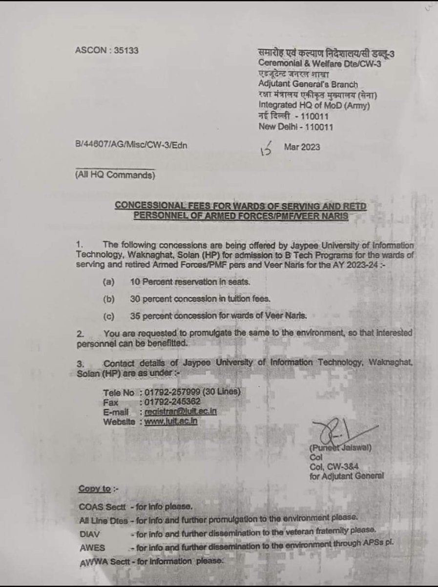 major_madhan's tweet photo. Kudos to @JaypeeUniversi2 . They have offered seat reservation &amp; fees consession for armed forces martyrs widows and ESM. A great noble gesture. Wish institutions in TN also do this.
Pl tag the respective institutions.
#gratitude
#buildabetternation https://t.co/oJUHhYAjC1