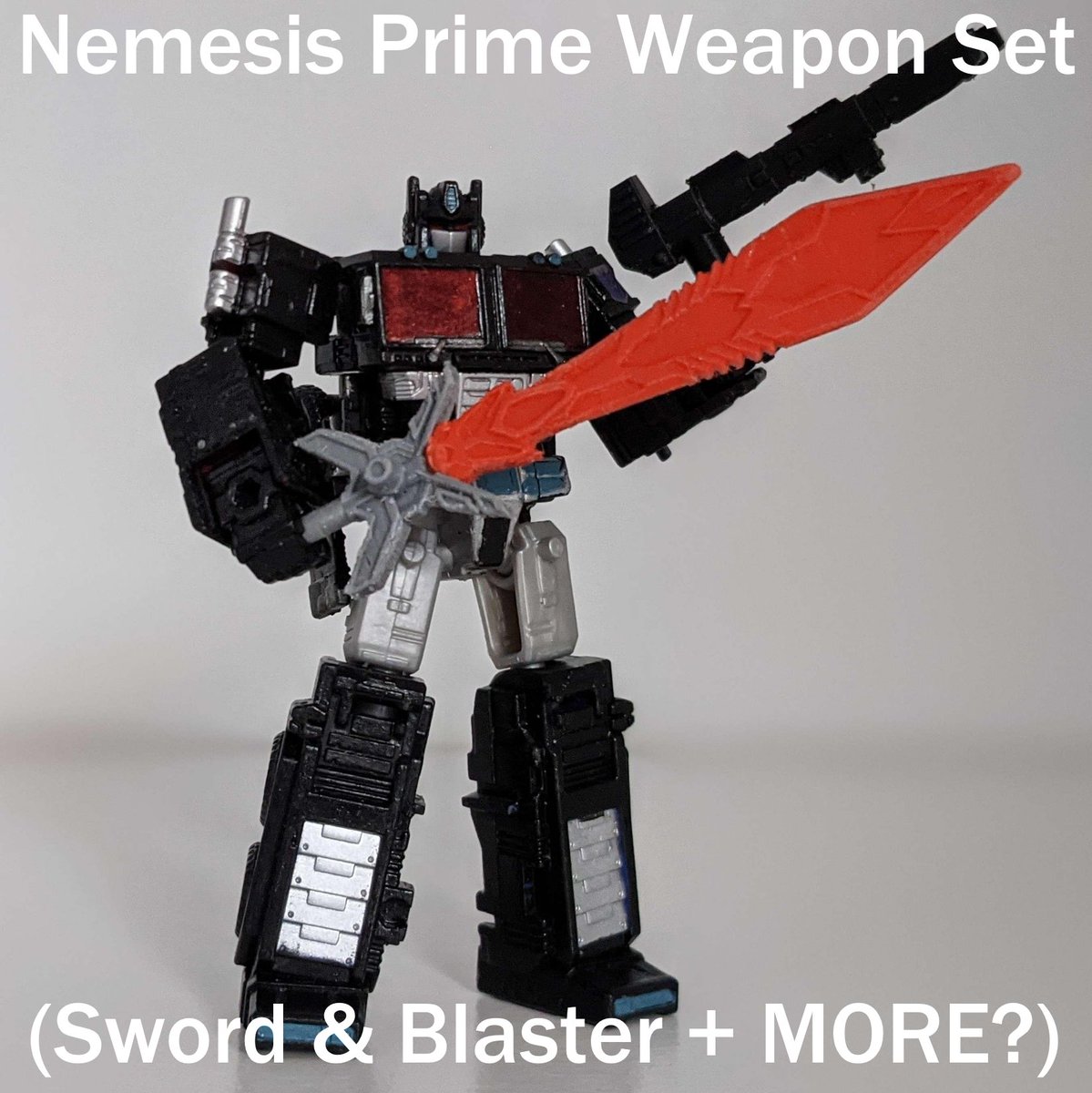 trigggerr2005's tweet photo. I designed a 3D printable weapon set for #Transformers Legacy Evolution Core Class Nemesis Prime, due to him lacking any weaponry other than an axe. A link to the files for anyone who would like to print their own are is in the thread below! :D

Retweets would be appreciated! ^^ https://t.co/YILvgMjTqU