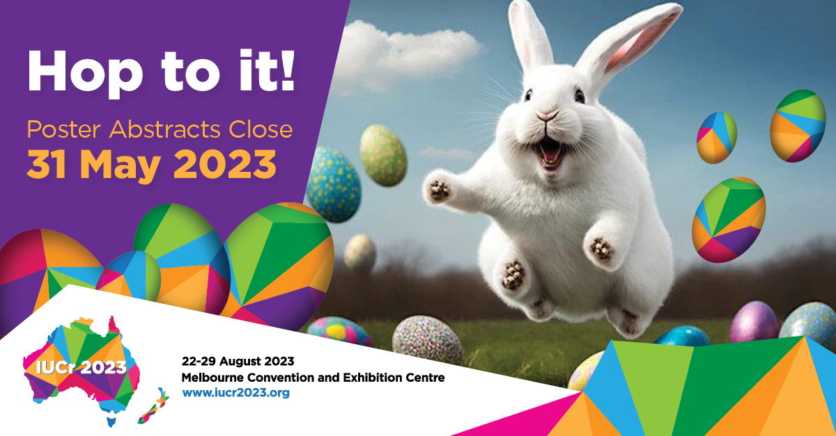 We have a surprise, submit a poster and register by the 31 May for #IUCr2023 and we will honour the early bird rate iucr2023.org/registration/ Hop to it! 🦘