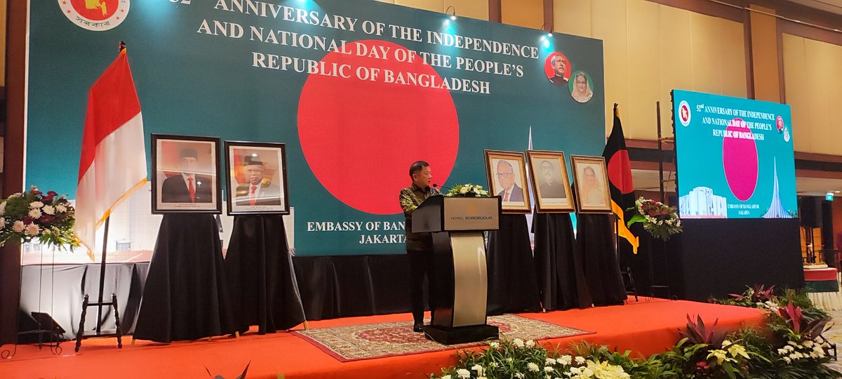 MMostafizRahman's tweet photo. Happy to organise a reception on 21 March 2023 at hotel Borobudur in Jakarta to celebrate the 52nd Anniversary of the  Independence and National Day of the People's Republic of Bangladesh. https://t.co/qaRiXSnBda