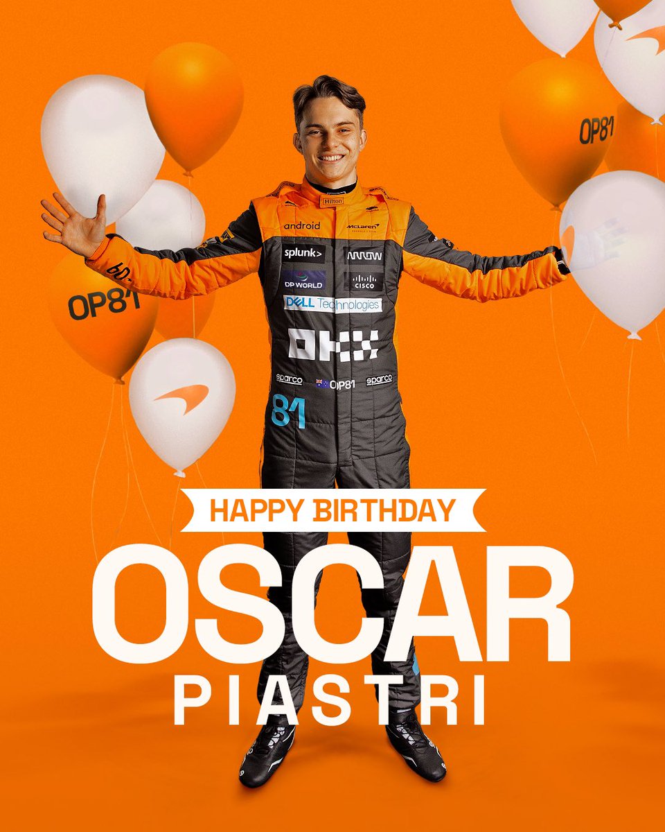 McLarenF1's tweet image. 22 today! 🎈 Happy birthday, @OscarPiastri! 🥳