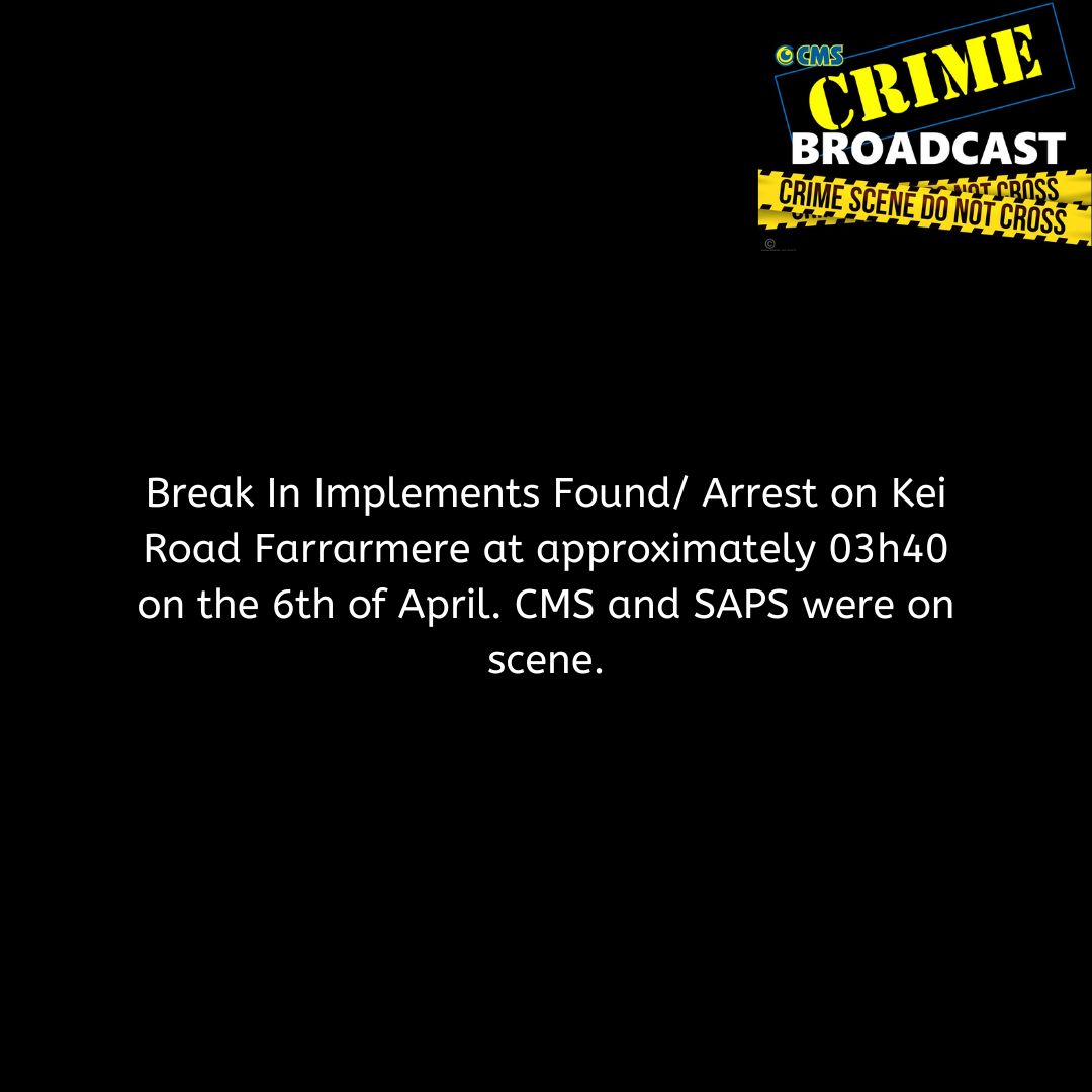 proudlycms's tweet photo. Crimebroadcast 2023-04-06
#CommunityRules #Safety
#proudlycms #Patrolling #Precincts #Ekurhuleni #Reaction #Closures #CommunityMonitoringServices https://t.co/UTcGjKgEsY