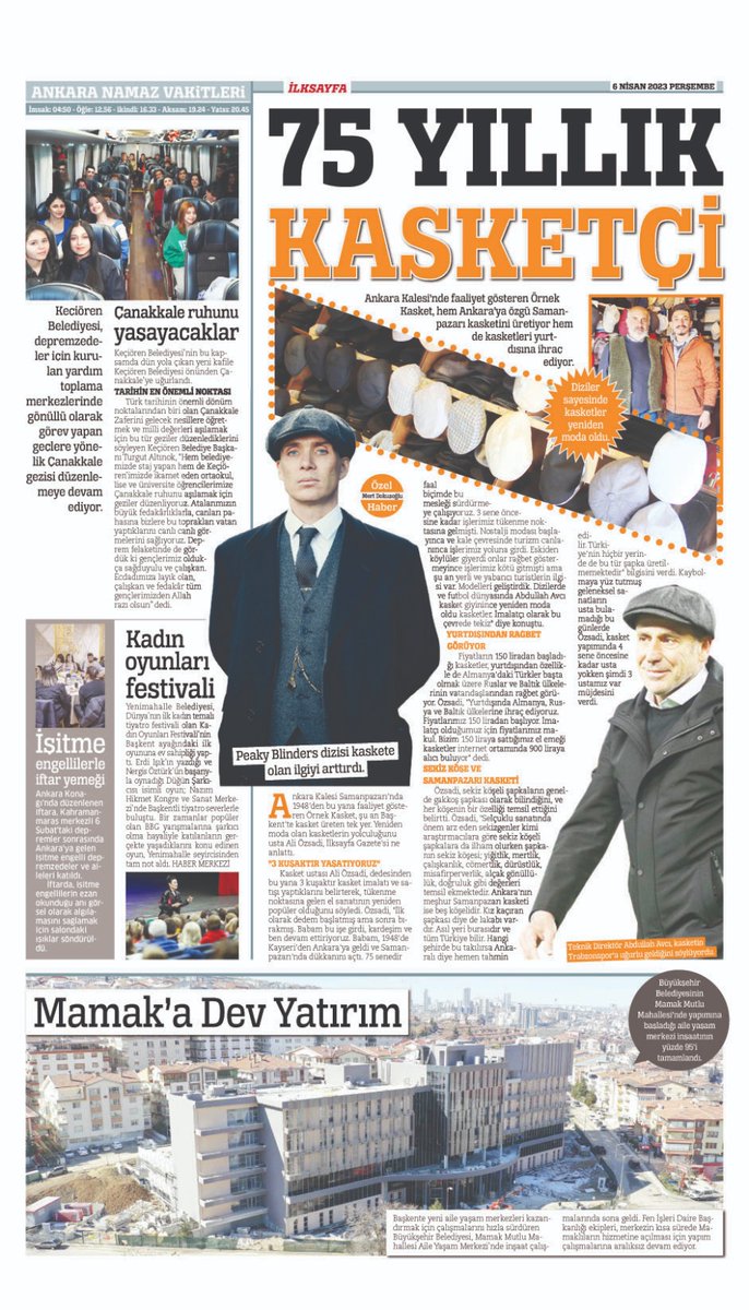 medyatik9's tweet photo. Dünyada şu an popüler olan Kasketler işte burada yapılıyor. Ankara Kalesi'nde 75 yıldır hizmet veren Örnek Kasket ➡️ https://t.co/Q6WcEOFgBx
#Kasket #peakyblinders #abdullahavcı #örnekkasket #ankarakalesi @ilksayfagazete1 https://t.co/TP7tvnngon