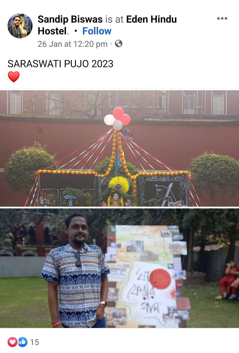 zoo_bear's tweet photo. @mrsinha Sarasvati Pujo and Iftar were both allowed in Eden Hindu Hostel. Delete mat karna. 
Hello @KolkataPolice 👋 https://t.co/508NRrLaQA