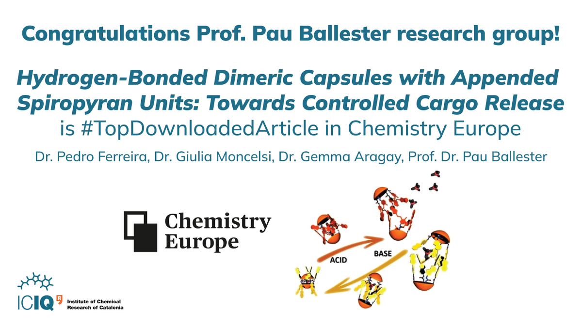 ICIQ (@iciqchem) on Twitter photo 🎉 The article "Hydrogen-Bonded Dimeric Capsules with Appended Spiropyran Units: Towards Controlled Cargo Release" is a #topdownloadedarticle in <a href="/ChemEurJ/">ChemEurJ: Chemistry - A European Journal</a>
Congratulations to Prof. <a href="/PabloBallesterB/">Pablo Ballester</a> research group! <a href="/pedrof94/">Pedro Ferreira</a> @MoncelsiG <a href="/gemma_aragay/">gemma aragay</a>
🧐 ow.ly/G3qx50NyzTL 🎉 The article "Hydrogen-Bonded Dimeric Capsules with Appended Spiropyran Units: Towards Controlled Cargo Release" is a #topdownloadedarticle in <a href="/ChemEurJ/">ChemEurJ: Chemistry - A European Journal</a>
Congratulations to Prof. <a href="/PabloBallesterB/">Pablo Ballester</a> research group! <a href="/pedrof94/">Pedro Ferreira</a> @MoncelsiG <a href="/gemma_aragay/">gemma aragay</a>
🧐 ow.ly/G3qx50NyzTL