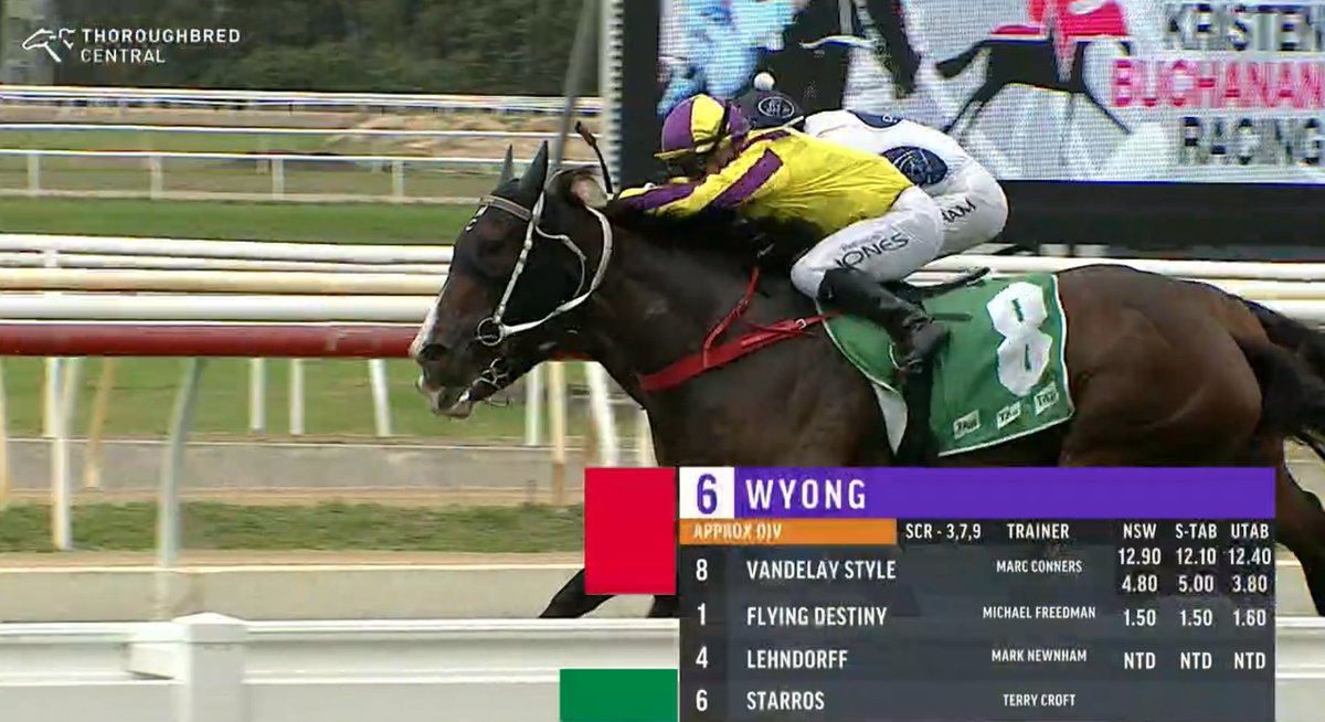 Wyong Race Club (@wyongraceclub) on Twitter photo Marc Connors takes out the 1350m Class 1 with Vanderlay Style, upsetting some of the more favoured runners to bring up her 2nd career win in the Cl1 1350m. The $15k <a href="/mmsnippets/">Magic Millions</a> bargain buy was having her 7th career start & ridden by Reece Jones. Congrats 👏👏 #wyongraces Marc Connors takes out the 1350m Class 1 with Vanderlay Style, upsetting some of the more favoured runners to bring up her 2nd career win in the Cl1 1350m. The $15k <a href="/mmsnippets/">Magic Millions</a> bargain buy was having her 7th career start & ridden by Reece Jones. Congrats 👏👏 #wyongraces