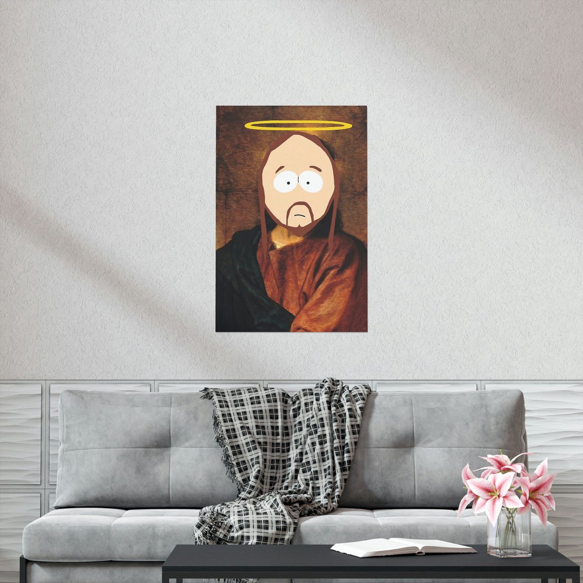 Thanks for the kind words! ★★★★★ "Who wouldn’t want a masterpiece like this in their living room? Great product!" Evan #etsy #art #wallart #giftsforthehome #southpark #decor #jesuschrist #chrsit #jesus #holy #Review #FiveStars etsy.me/3mjPtUq