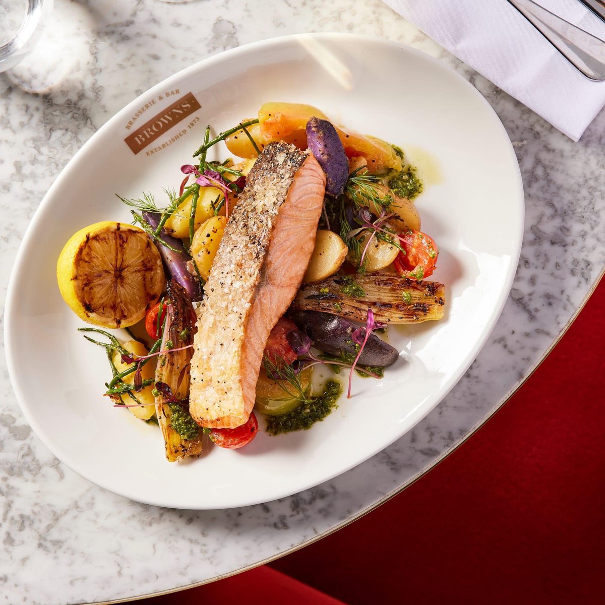 BrownsBHam's tweet photo. Our new fish dishes are the perfect spring inspired creations.🌼 From the fennel pollen &amp; orange smoked salmon starter to our delightful roasted cod, wild garlic &amp; asparagus #bullringandgrandcentral #whatsonbrum #birminghamrestaurants https://t.co/qC03zuNvXF