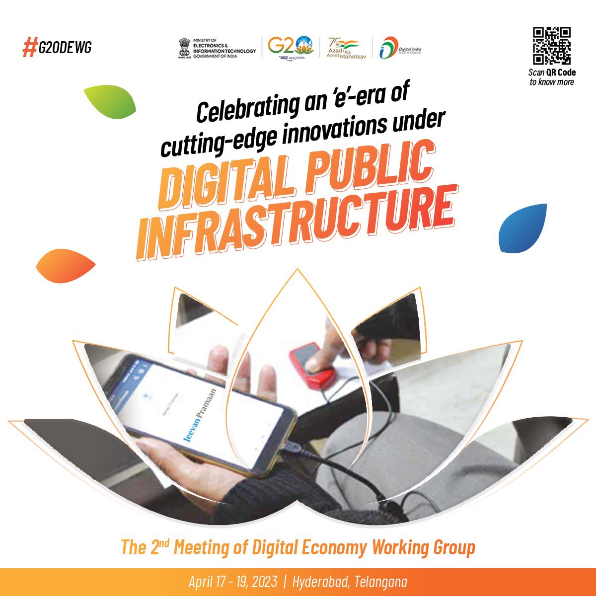 With digital public infrastructure, accessing public services has never been easier. The 2nd Meeting of #G20DEWG, taking place in Hyderabad from April 17-19, 2023, will throw light on many such initiatives. #G20India #DigitalPublicGoods #Innovation #JeevanPramaan