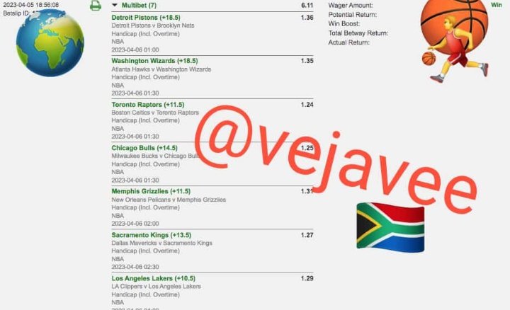 vejavee's tweet photo. Handicap slips landed🌎🏀🍏🍾
Boom boom....Dankio @Betway_za
@vejavee https://t.co/YU1a6MRgSQ