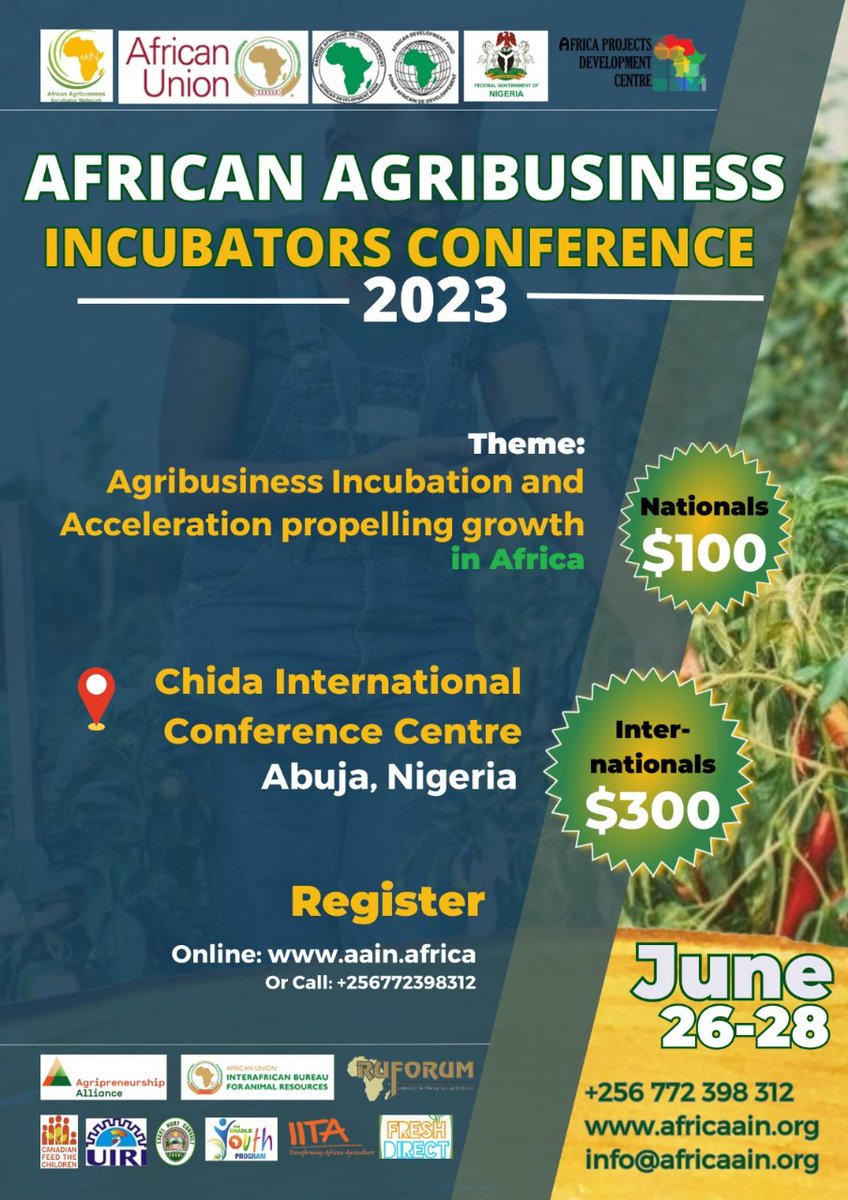agrifluencer's tweet photo. #AAICE2023 loading... Register here: https://t.co/lervj2a2cn #AAICE2023 @AAINOnline @AlexARIHO1 @GovNigeria  @AfDB_Group  @ApdcGroup @cdnfeedchildren  @IITA_CGIAR  @the_agripreneur @ruforumsec @UIRI2017  @EnableYouthUg   @_AfricanUnion @FreshDirectNG  @GcuCsayn https://t.co/gTk4gewsTq