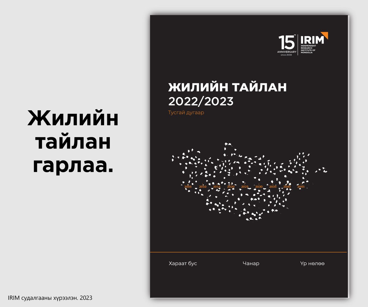 irim_mongolia's tweet photo. IRIM Жилийн тайлангийн 15 жилийн ойн ТУСГАЙ ДУГААР гарлаа
Тайлантай танилцах: https://t.co/21Dq4LMIIi

IRIM Annual Report 15th Anniversary SPECIAL EDITION has been released
Report available on: https://t.co/21Dq4LMIIi https://t.co/g0Wdzm1dMj