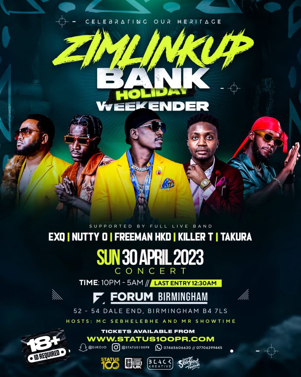 April 07 Shurugwi
April 08 Jongwe Corner Harare 
April 14 Zvishavane 
April 15 Gweru 
April 22 Germany 
April 30 Birmingham