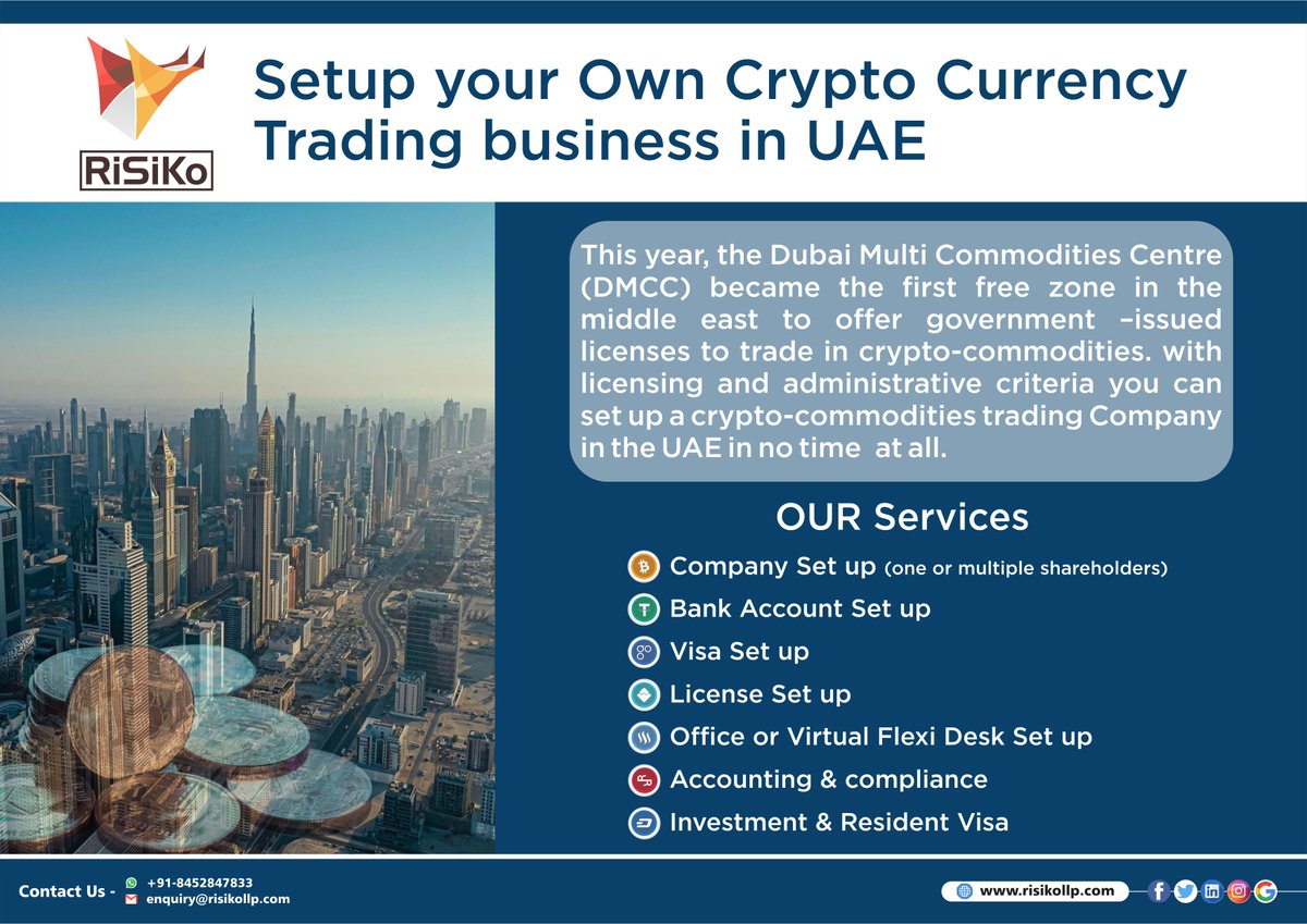 RiSiKollp's tweet photo. Set up your own crypto currency trading business in UAE . 
.
.
.
.
#Dubai #India #newsetup #company #risikollp #adamglobal #business #companyindubai #financial #adamglobal #globalnetwork #growth #opportunities #businessgrowth #experts #likemindedpeople #businessleads #business https://t.co/eOD96Sjmti