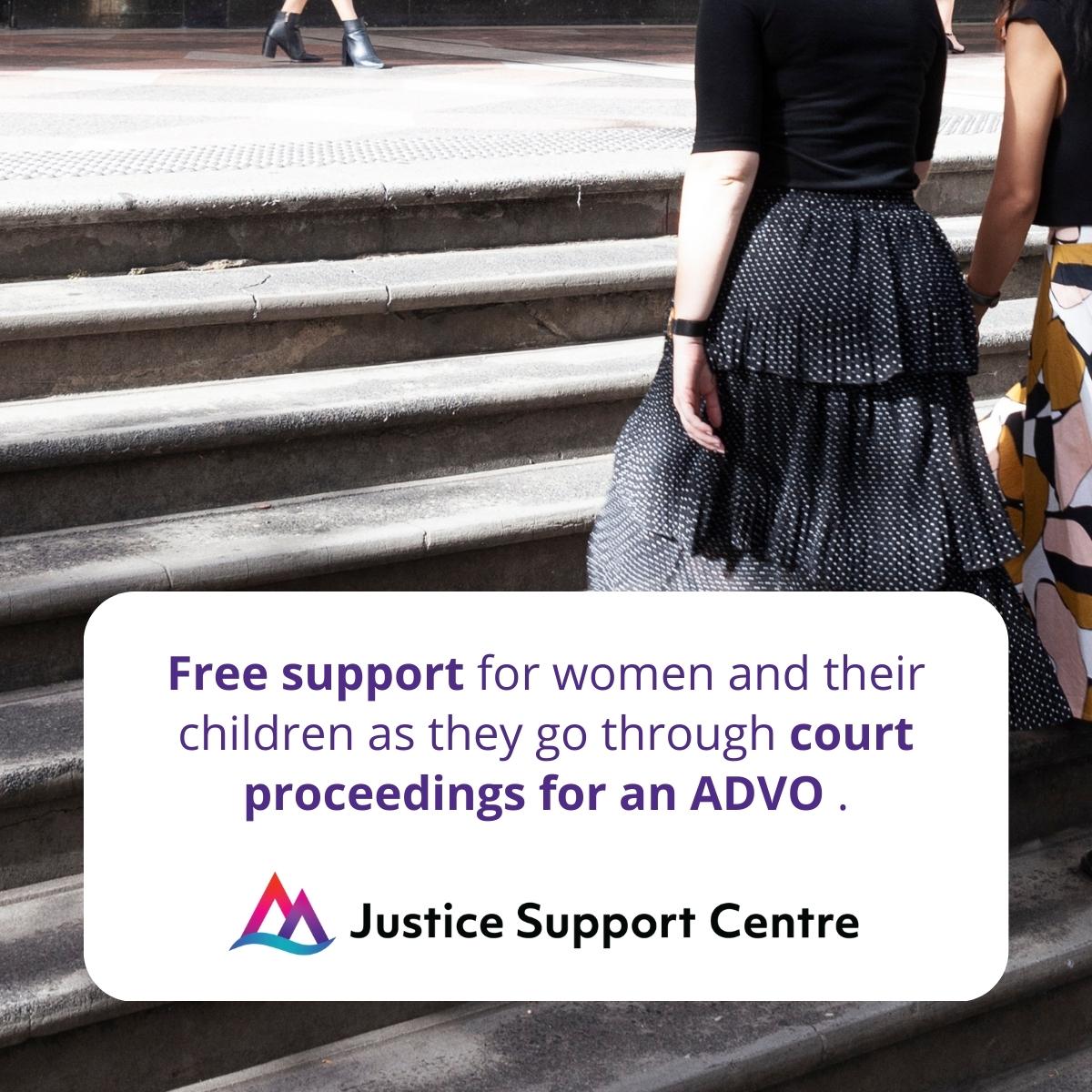 JusticeSuppCntr's tweet photo. For many women, navigating the court system to obtain an #ADVO can be a re-traumatising process.
Our #court #advocacy services support women and their children to navigate the criminal justice system and gain protection through the courts.
Learn more: https://t.co/FPM7jQMoUf https://t.co/cYfv5jSuG9