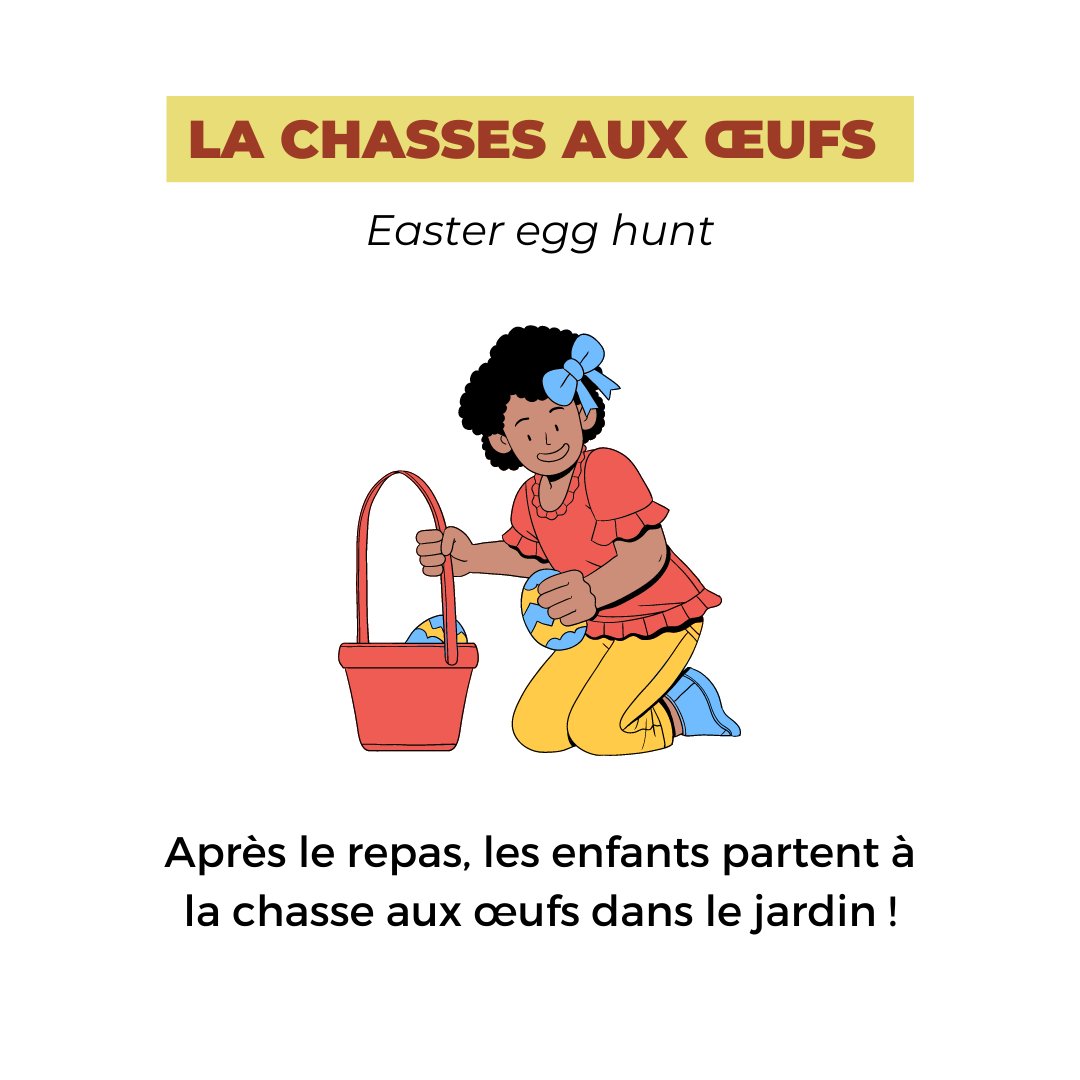French_Courses_'s tweet photo. Joyeuse Pâque ! Pour l'occasion, un peu de vocabulaire - niveau débutant. / Happy Easter ! For the occasion, here is some vocabulary - beginner level.
Retrouvez-nous sur instagram : https://t.co/3krTrhcqc9
#easter #learnfrench #frenchlessons #fle #immersiveschool https://t.co/8L3C8tFHq9