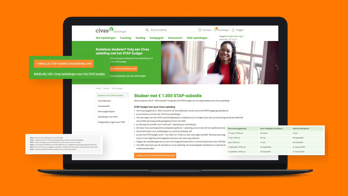 In 2022 kwamen een flink aantal opleidingen van Civas in aanmerking voor het STAP-budget. De eerste ronde pakte Civas handmatig op, maar door de vele aanvragen was die manier van werken niet langer een optie. 🚀 Tijd voor een flinke digitaliseringsslag: bit.ly/40OfCKm