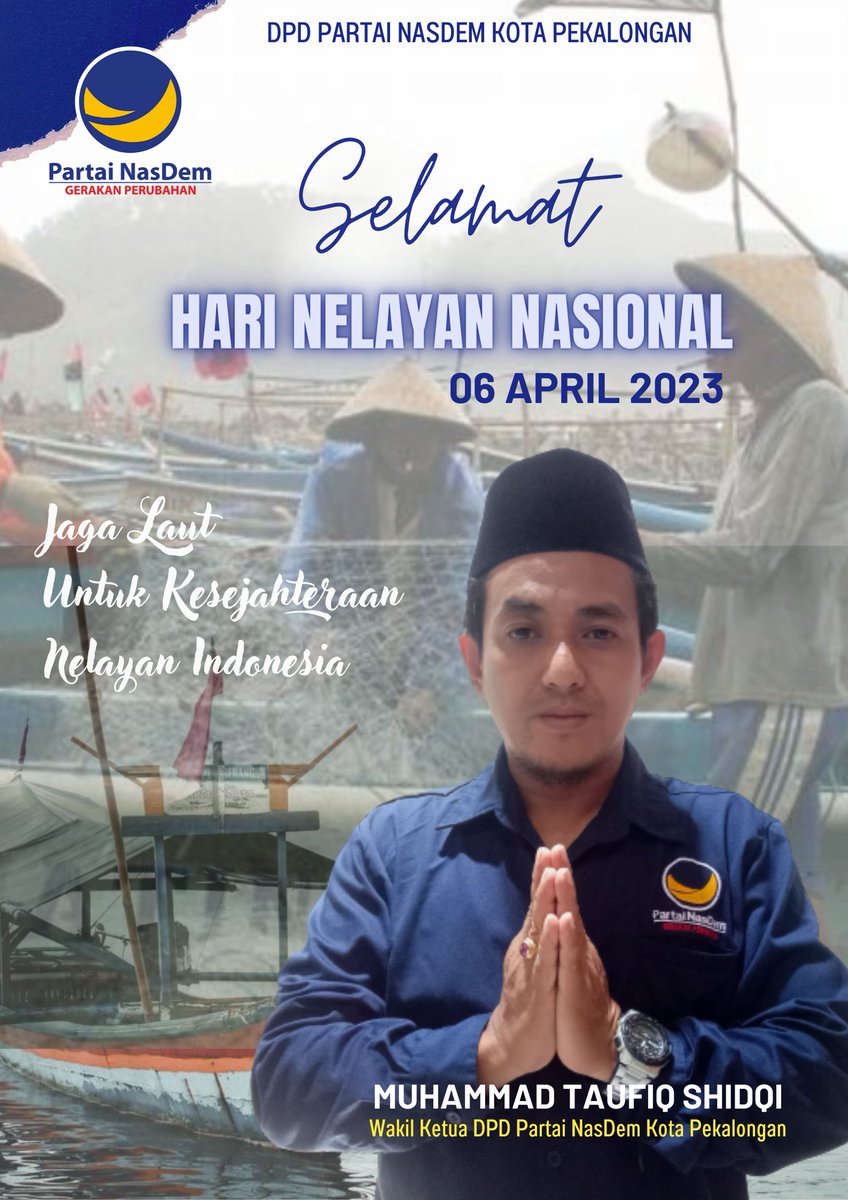 Selamat Hari Nelayan Nasional 2023

Bentuk apresiasi yang sangat besar untuk jasa para nelayan Indonesia.

Sejahtera dan berjaya terus nelayan Indonesia!

#harinelayannasional 
#harinelayan2023 
#nelayanindonesia 
#nasdembersamarakyat 
#DPWNasDemJateng 
#OraNasDemOraMarem