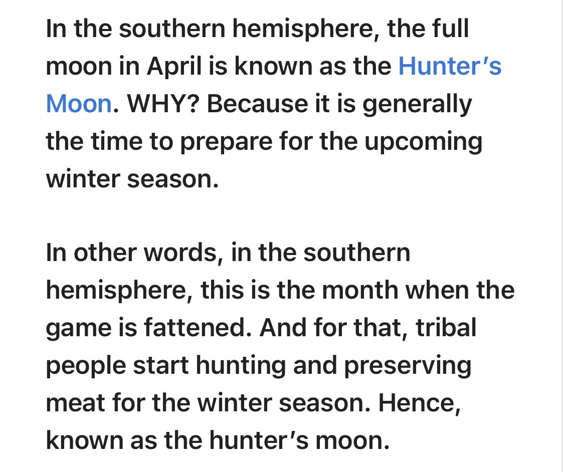 @Superealism_Aus Autumn colours are amazing! I looked to see whether I could find Southern hemisphere names for the full moons. Some websites say Northern hemisphere names have been adopted, but I found this on a website 👇. I’m not sure whether it’s correct, but at least it fits with the season!