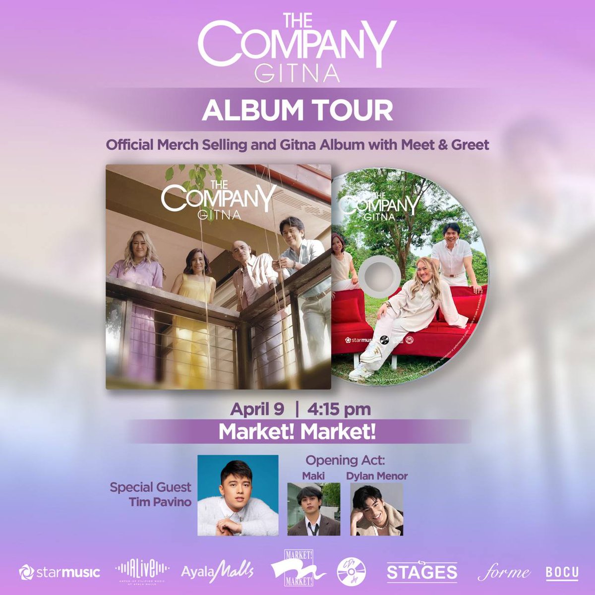 tarsierrecords's tweet photo. Yay! We’re excited for this event! 🫶🏻
Catch our @clfrnia_maki at #TheCompanY Mall Show for @thecompanysing's GITNA album tour!
🕐 4:15 PM
📍 Market! Market!
🗓April 9, 2023
#TheCompanYMallShow
#MakiSaan #GITNA https://t.co/Iwy0YbgE8p