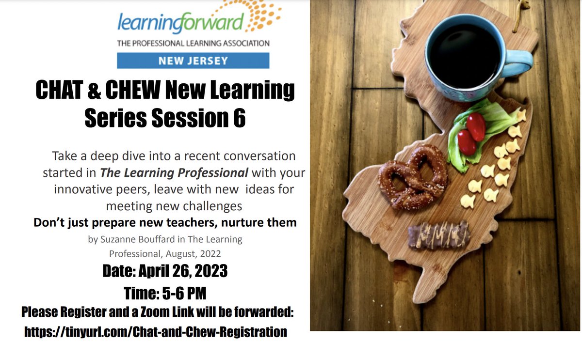 This is a repeat of our November Chat and Chew!  Please join us as we discuss mentoring as a means of recruitment and retention. This isn't just for new teachers, this is professional learning for tired teachers and their administrators! 
April 26, 2023, 5:00 - 6:00 PM