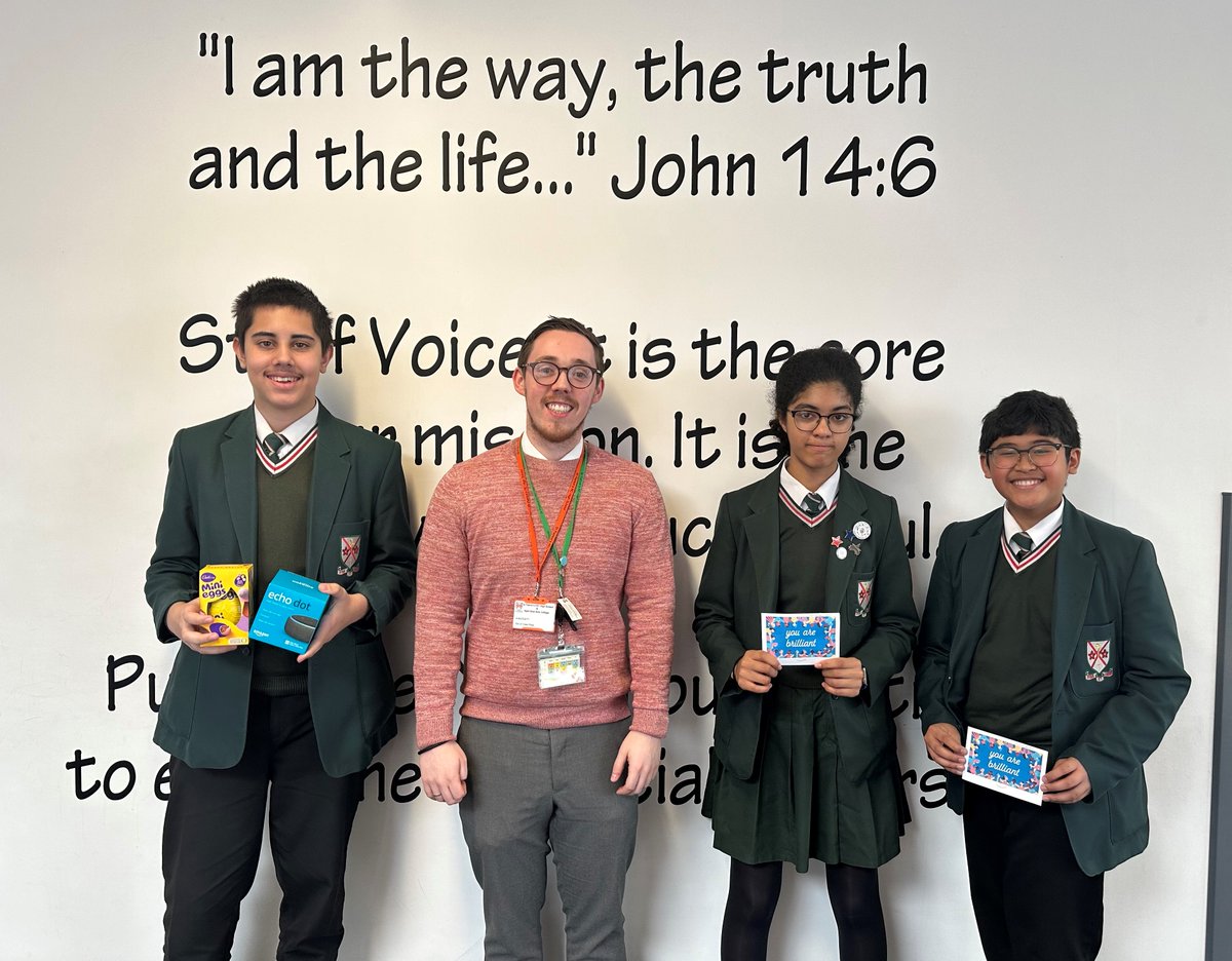 StPatsRC's tweet photo. All students who have attended 30+ co-curricular clubs were entered into a prize draw to win some fantastic prizes including an Amazon Echo, Amazon vouchers and some Easter eggs. Well done to our winners - Octavius J, Frankie N, Marco R and Luke J 👏 https://t.co/QeUIExt6Qq
