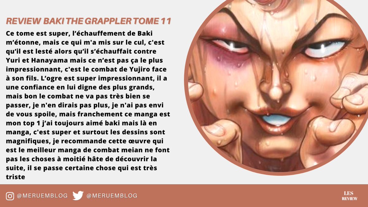 Meruemblog's tweet image. Nouvelle review sur le tome 11 de Baki the grappler des éditions @MeianFR 

Vous pouvez aussi retrouver la review sur mon Instagram, mon blog et aussi sur Babelio,@gleephapp,@Booknode