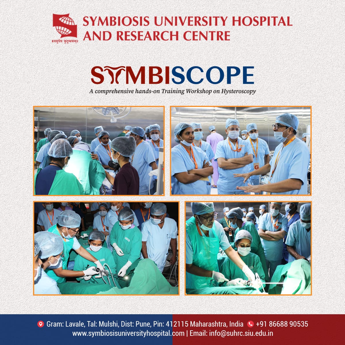 DrRajivProvost's tweet photo. SMCW and SUHRC inaugurated SYMBISCOPE A comprehensive 4 day hands-on Training Workshop on Hysteroscopy. @symbiosistweets @vidya_symbiosis
#SUHRC #SMCW #SymbiosisHospital #hysteroscopy #workshop #learning #FOMHS #handsontraining #upskilling https://t.co/J7or00yaMm