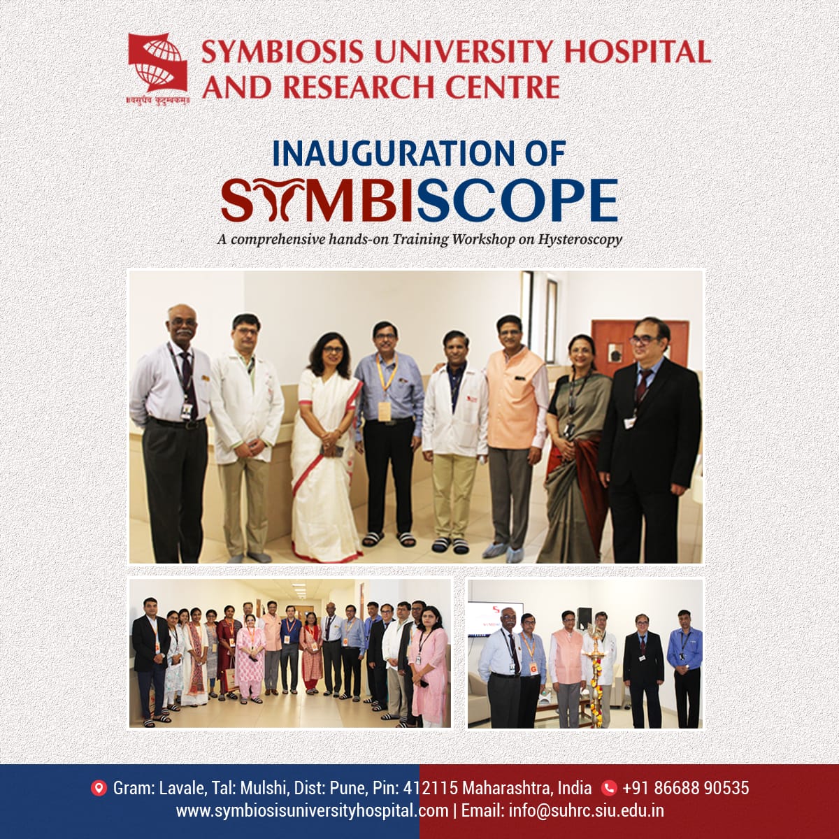 DrRajivProvost's tweet photo. SMCW and SUHRC inaugurated SYMBISCOPE A comprehensive 4 day hands-on Training Workshop on Hysteroscopy. @symbiosistweets @vidya_symbiosis
#SUHRC #SMCW #SymbiosisHospital #hysteroscopy #workshop #learning #FOMHS #handsontraining #upskilling https://t.co/J7or00yaMm