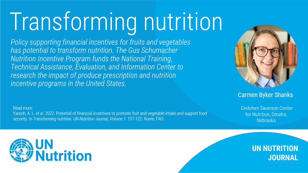 A case study in 🇺🇸 on financial incentives to promote fruit🍉and &amp; veg 🥬 intake holds promise in mitigating #nutrition related disparities among households with low income &amp; potential policy supporting #healthydiets

Read the full article in #UNNJournal 👉bit.ly/3u05bED