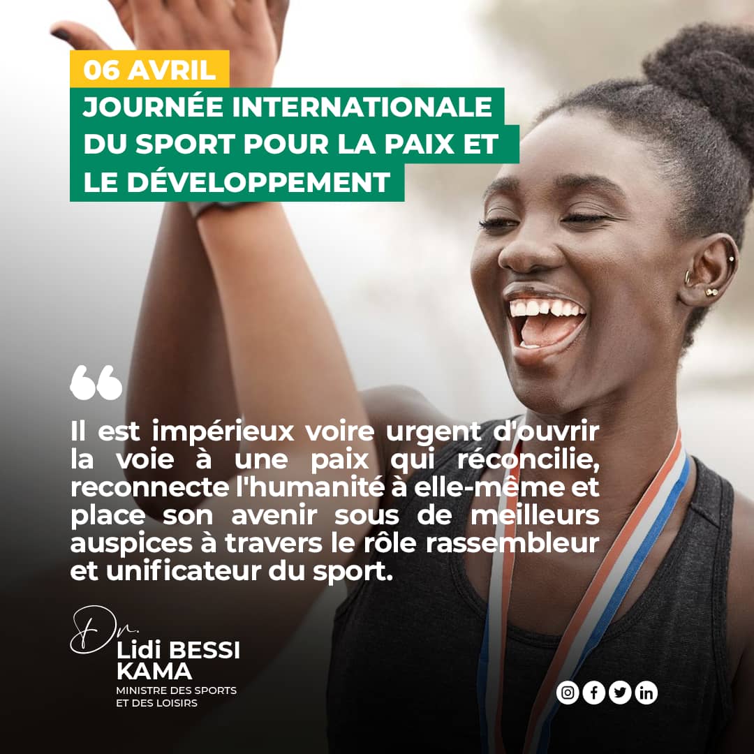 Il est impérieux, voire urgent d'ouvrir la voie à une paix qui réconcilie, reconnecte l'humanité à elle-même et place son avenir sous de meilleurs auspices à travers le rôle rassembleur et unificateur du sport.

Agir aujourd'hui pour demain.

<a href="/GouvTg/">Gouvernement Togolais/Togolese Government</a> 
#Tohoun
#06avril2023