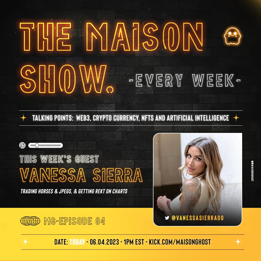 $200 CASH &amp; WL GIVEAWAY + MAISON SHOW EP 4 🎉

To celebrate the first female guest on my show I had, we're giving away a $200 CASH + a few WL spots!

• Follow <a href="/MaisonGhost/">Maison Ghost</a> &amp; <a href="/vanessasierra00/">Vanessa</a>
• Like &amp; RT this post + join the show tonight
• Comment WHY you should win