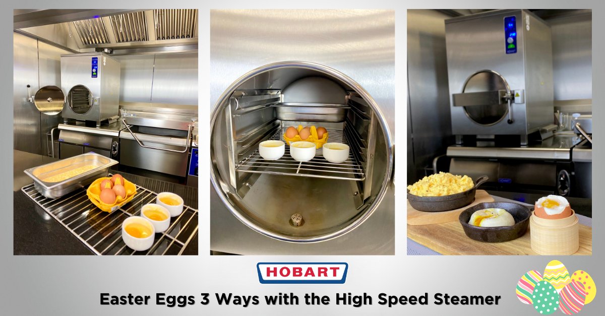 Hobart_UK's tweet photo. How do you like your Easter eggs? Whether they’re boiled, scrambled or cocotte, we like ours made in the High Speed Steamer.
With its unique cooking process, the HSS can produce all three variations of eggs together in less than 3 minutes!
#HappyEaster #HighSpeedSteamer https://t.co/e37YFQlUGK