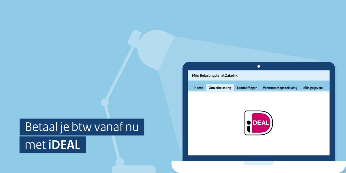 Deze maand staat de btw-aangifte weer voor je klaar. Wist je al dat je op Mijn Belastingdienst Zakelijk via iDEAL kunt betalen? Let op: ook als je op een andere manier betaalt, blijft deze knop zichtbaar. Dit betekent niet dat je nog niet betaald hebt: belastingdienst.nl/wps/wcm/connec…