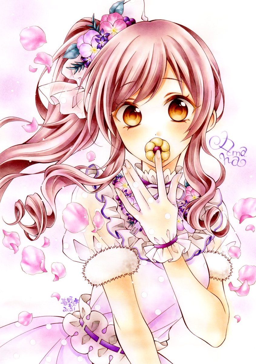 1girl solo gloves petals hair ornament flower dress  illustration images