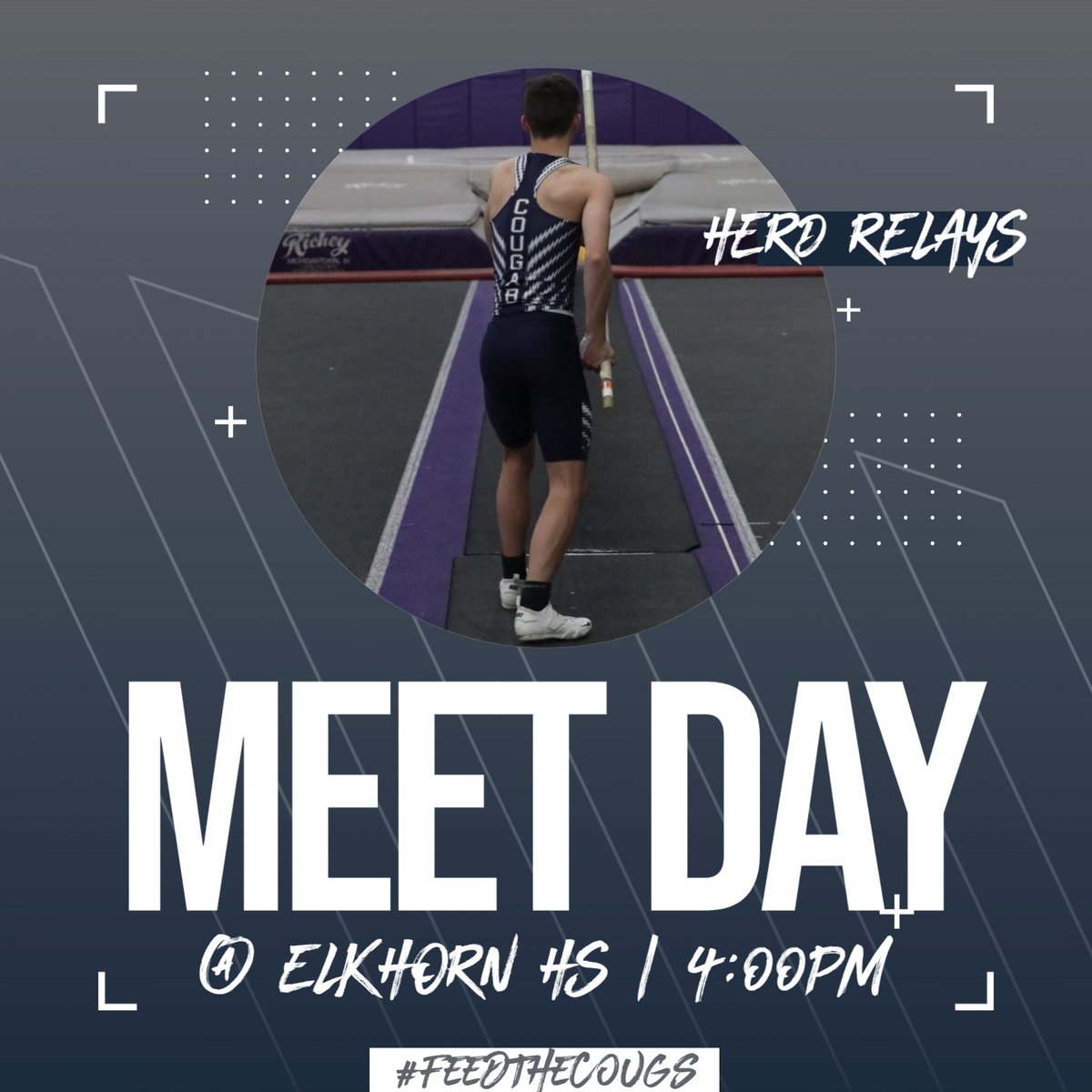 CoachWeck's tweet photo. It's Meet Day!  Come support the Cougars @EAHSElks!

#FeedTheCougs
#MuditaMoment

@Gambl20
@clintonwischool
@CoachWeck
@Owen_Douglas__
@REAGANFLICKING3
@paige_damman
@DAngeloVernon_
@Peyton_Bingham1
@JSchoonover12
@Brian_LeFeber_4
@StacyBealz
@kikiiipfeifer
@logan_exe_error https://t.co/csRxDZP3rs