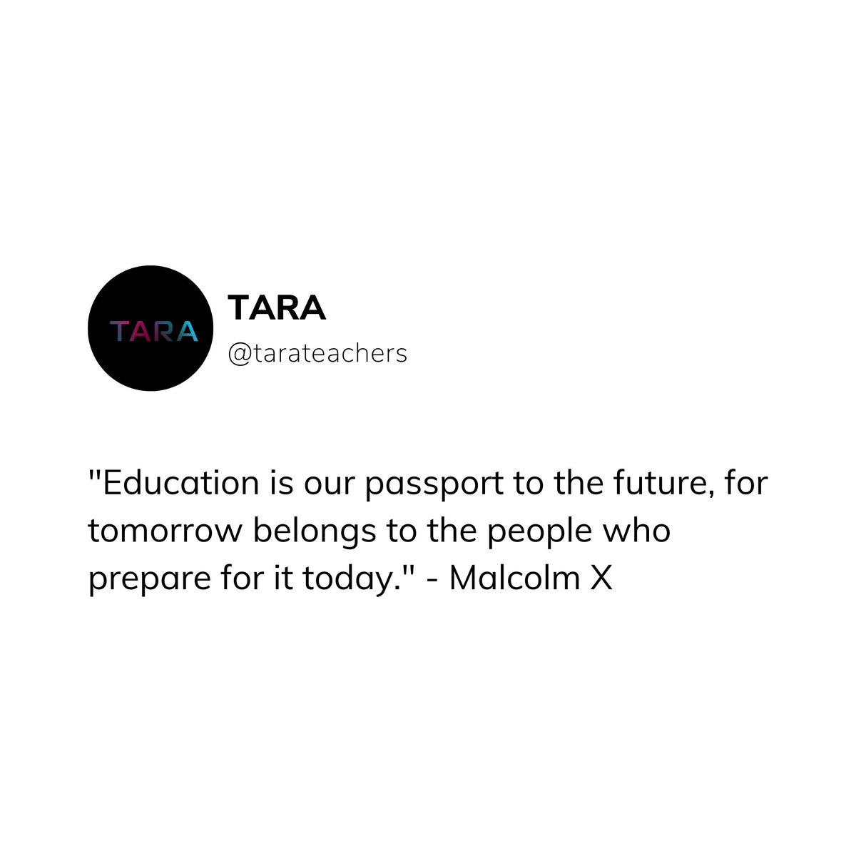 tarateachers's tweet photo. If you wanna get ahead in life, education is the ultimate key 🔑

Because tomorrow's going belong to those who prepare for it today! 

Let's get our learning on and pave the way for a brighter future! 
.
.
.
.
.
#PassportToTheFuture #EducationMatters #LearningEveryday #MalcolmX" https://t.co/ZKjXi5e1uK