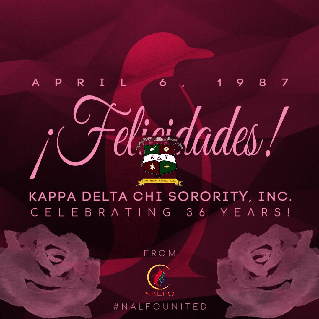 Happy Founding Day to Kappa Delta Chi Sorority, Inc.! #KDChi was established on this day 36 years ago at Texas Tech University. Let's wish these Penguins a big congrats on their special day! 🐧💕

#NALFOUnited #LatinoGreeksUnited #KappaDeltaChi #ΚΔΧ #KDChiTurns36 #KDChi36
