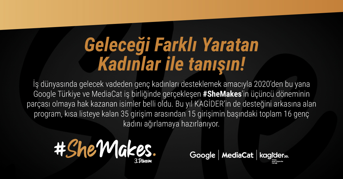 MediaCat's tweet photo. MediaCat ve Google Türkiye iş birliğiyle 2020’den bu yana gerçekleştirilen ve bu yıl KAGİDER’in desteğini de arkasına alan #SheMakes’in 3. Döneminin parçası olmaya hak kazanan isimler belli oldu.
https://t.co/oZsVvYYgav

#MediaCat #Google #GoogleTürkiye #Kagider https://t.co/q5anHG7R7q