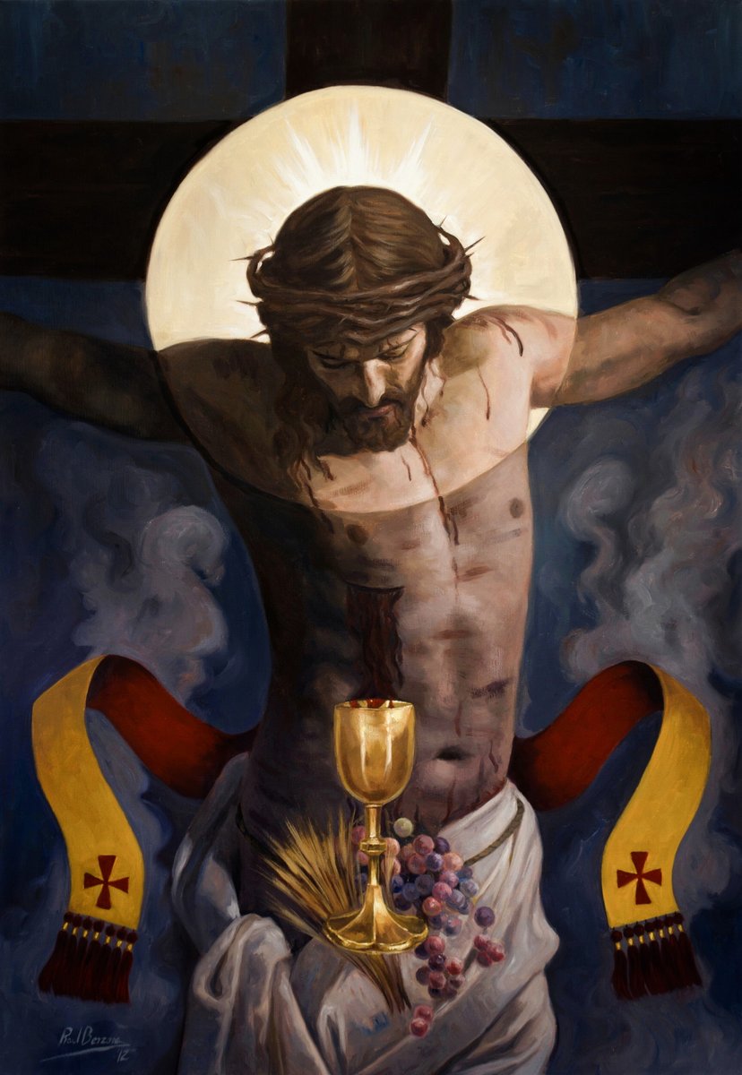 Raul_Berzosa's tweet photo. Hoy Jueves Santo, Jesús instituyó dos sacramentos: La Eucaristía y el Orden Sacerdotal. 

Hace más de diez años hice esta pintura donde aunaba los dos sacramentos. https://t.co/Nn82aZEQuP