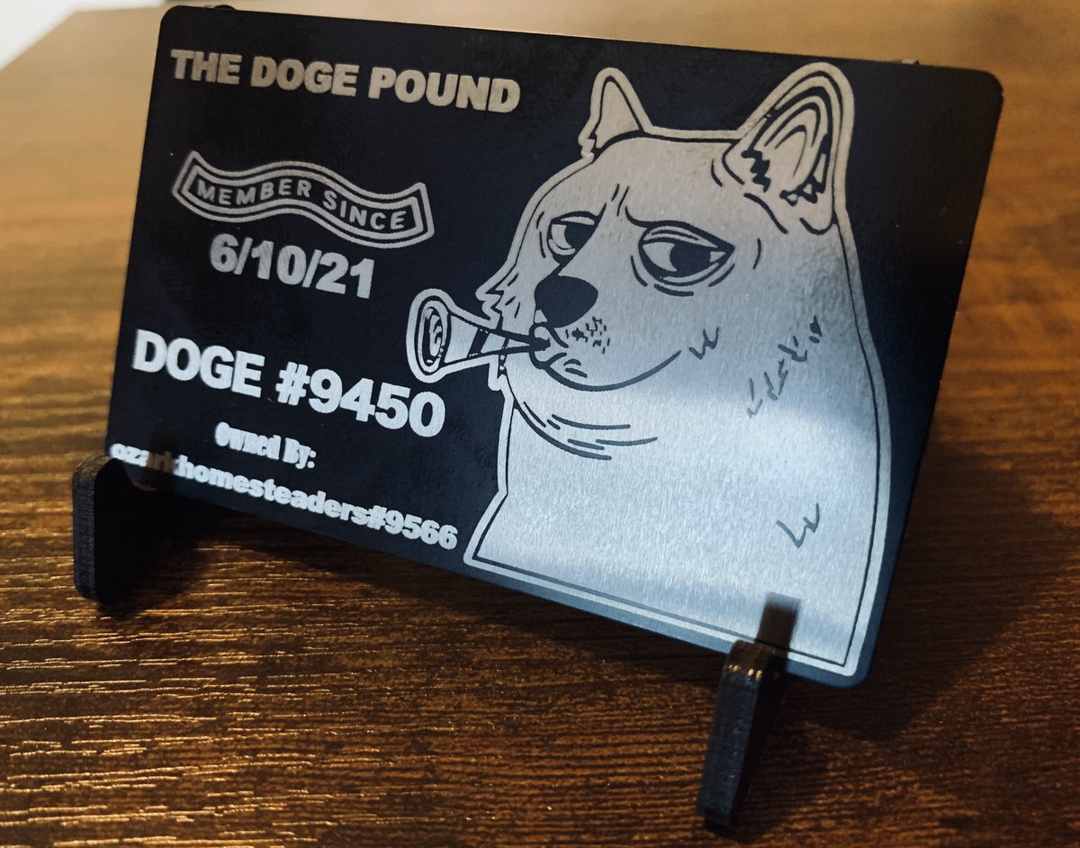 👀Wow look at what arrived from <a href="/ThirstyCustoms/">Thirsty Customs</a> 🔥🔥🔥 This is an amazing metal card of my <a href="/TheDogePoundNFT/">Doge Pound 🐶</a> I received this as one of the prizes for becoming Doge of the Month for the Month of March. A huge thank you and appreciation fam! Much Doge Love❤️ Incredible