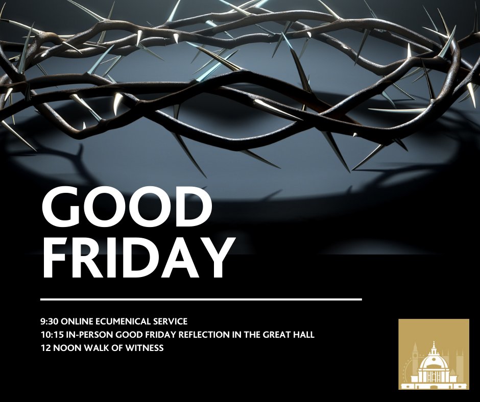 We have three services on #GoodFriday 
9:30 Online Ecumenical Service (mchw.live/live-stream/7-…)
10:15 Good Friday Reflection in the Great Hall with <a href="/DeaconAliMc1/">DeaconAliMc</a> and <a href="/nigel3683/">Nigel</a> 
12 Noon walk of Witness led by <a href="/RevLansford/">Revd Lansford Penn-Timity</a> 

All are welcome