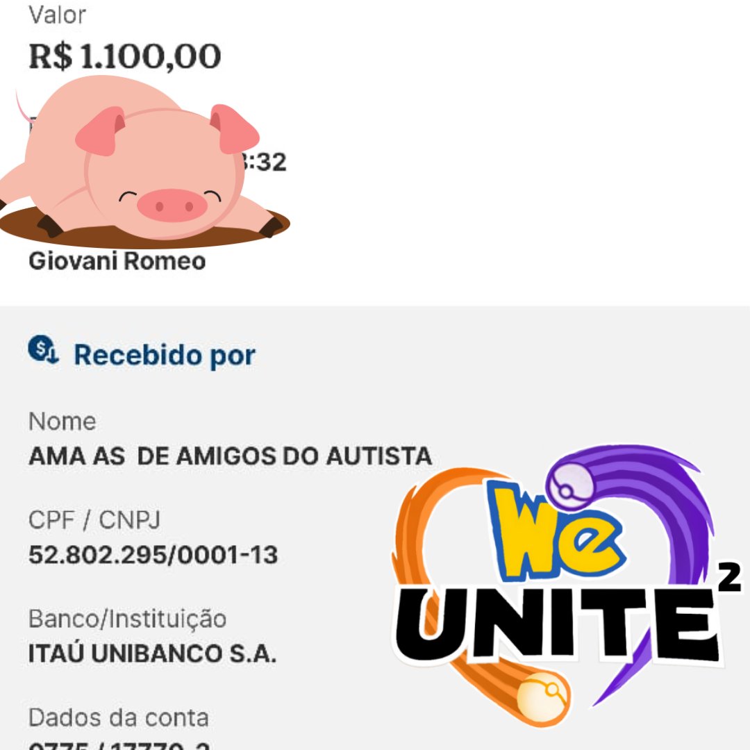 O We Unite 2 foi um sucesso! 
Além dos R$500 iniciais, durante o evento nós arrecadamos um total de R$600 somando um total de R$1.100 e aqui está o PIX!
A nossa campeã <a href="/ClarityClarice/">Clarity 🎀</a> escolheu a AMA Associação de Amigos do Autista (Link nos comentários) para realizar a doação!