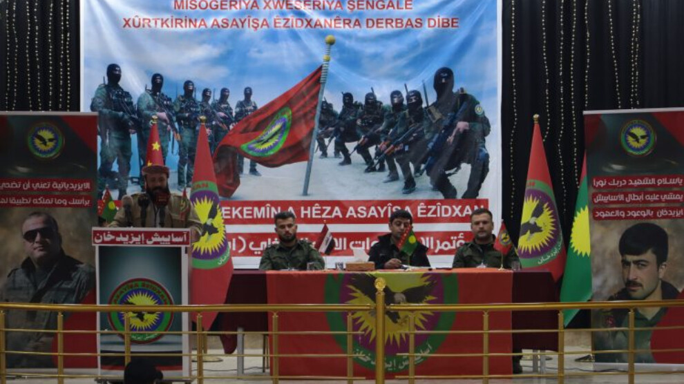 Şengal’de Êzidxan Asayişi ilk konferansını yaptı
Êzidxan Asayişi, ‘Şengal Özerkliğinin sağlanması Êzidxan Asayişini güçlendirmekten geçer’ şiarıyla ilk konferansını yaptı. Konferansta, 'Êzidîler omuz omuza vererek hainlere geçit vermemeli' denildi.