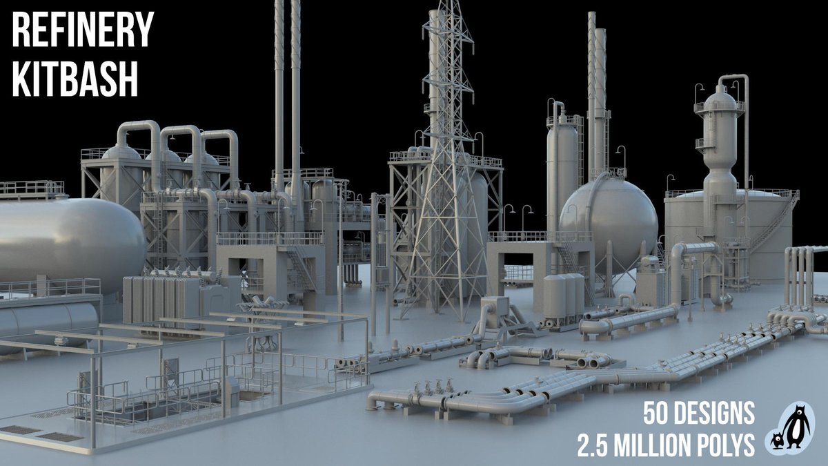 Just worked out why everyone is buying my artstn.co/m/NoYNo  refinery #kitbash kit . Its the @humster3d Sci-Fi Industrial Zone 3D challenge. 😀