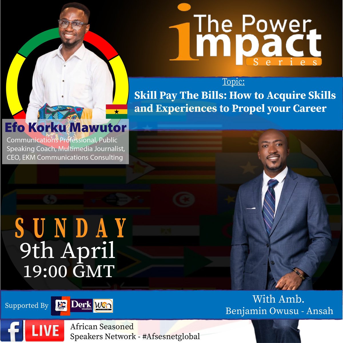 This Sunday Live on #ThePowerImpactSeries our guest will be discussing 'Skill Pay The Bills: How to Acquire Skills and Experience to Propel your Career' 

A must watch show

#Afsesnetglobal #SpeakerSpotlight #skillsdevelopment #skills #skillspaythebills #businessgrowth #Career