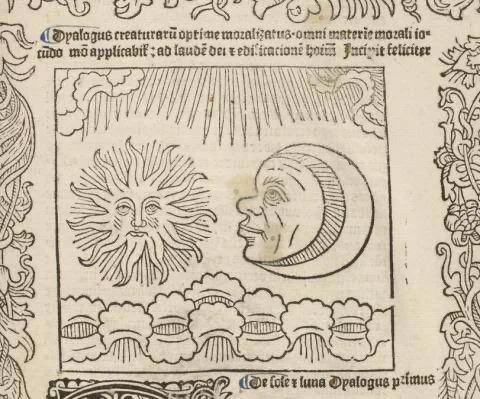 味わいのある表情の、太陽と月。 