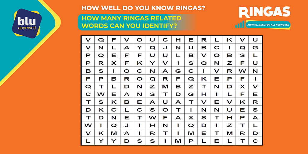 Ringas_SA's tweet photo. What do you know about #Ringas? 🤔
Let’s see how well you know your #Ringas, comment with your answers below👇🏽👇🏽
Describe #Ringas using any of the words you find🔍
#Ask4Ringas #Airtime #Data #StayConnected #MadeForTalk https://t.co/Sgaazlr6LC